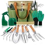 YAUNGEL Gartenwerkzeug Set, 10 Stück Schwerlast Edelstahl Gartenarbeit Kit mit Non-Slip...