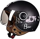 Motorrad Jethelme Mit Visier, Open Face Helme Herren Damen, Motorradhelm, Halber Helm...