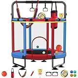 Trampolin mit Basketballkorb dunkelblau rot