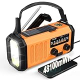48100mWh Solar Kurbelradio, Dynamo Notfallradio, tragbare AM FM Radio Batteriebetrieben...