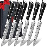 SHAN ZU Steakmesser Set 6-teilig, 13 cm Küchen Steakbesteck Messer set aus Deutscher...
