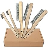 NICAVKIT 5-tlg Handdrahtbürste Set , Drahtbürsten mit Holzgriff, 3 x groß...