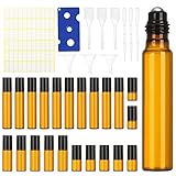 FRIUSATE 33 x Roll On Glasflaschen für Ätherisches Öl,10ml/5ml/3ml/2ml Anti-UV...