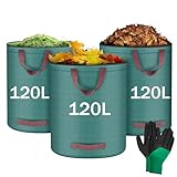 Flintronic Gartenabfallsack, Gartensäcke für Gartenabfälle 3X 120l, Grünschnittsäcke...