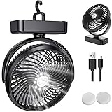 ZEBRE 5000mAh Camping Ventilator Tischventilator, Computer Lüfter mit LED Licht...
