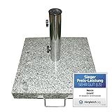 Schirmständer Sonnenschirmständer Granit eckig 45x45 cm ca. 25kg Edelstahlrohr...
