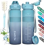 CodiCile Trinkflasche, BPA-frei, 1 Liter Trinkflasche Sport Auslaufsichere, Große...
