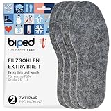 biped 2 Paar extra breite Filzsohlen - Wärmende Winter Einlegesohlen für besonders...