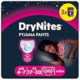 Huggies DryNites saugfähige Nachtwindeln bei Bettnässen, für Mädchen 4-7 Jahre (17-30...
