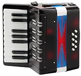 Classic Cantabile Bambino Nero Kinder Akkordeon, Schwarz (ab 3 Jahre, 17 Noten Tasten, 8...