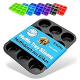 Belmalia Muffinblech aus Silikon für 12 Muffins, antihaftbeschichtet, Cupcakes,...
