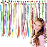 LUFFLOK 42 Stück Bunte Haarsträhnen Kinder mit Haarclips, Haarverlängerung und...