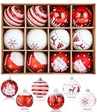 Toaren 12 Stück Weihnachtskugeln Set,Christbaumschmuck 6CM,Weihnachtskugeln Kunststoff...