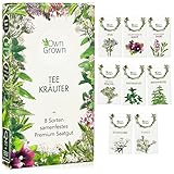 Tee Kräuter Samen Set: 8 Sorten Saatgut für Balkon und Garten – Pfefferminze, Kamille,...