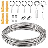 Drahtseil Rankhilfe Set, 5M x 2mm Edelstahl Draht Seil, Stahlseil mit Ösen und...