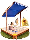 FRIEDO - Sandkasten mit Dach (UV80+) & Matschküche 120x120 cm - Sandkiste...