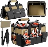 MUSLONG Werkzeugtasche 15,5 Zoll mit 1 Beutel | 17 Multi-Taschen Werkzeugkoffer-Organizer...