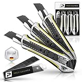 Precise Lines [3er Set] Profi Cuttermesser 18mm | Heavy-Duty-Gehäuse mit...