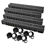 Wiltec Entwässerungsrinne 4X 1 m mit Abdeckrost aus Gusseisen – 12,5 t...