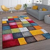 Paco Home Teppich Wohnzimmer Bunt Kinderzimmer Schlafzimmer Kurzflor Jugendzimmer Modern,...