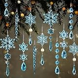 Weihnachtsbaumschmuck- Acryl Eiszapfen Schneeflocke Eistropfen Anhänger-18 Stück...