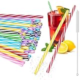 60 Stück Wiederverwendbare Strohhalme,Strohhalme Plastik mit...