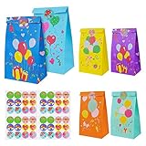 Flintronic 18 Stück Geschenktüten, Bunte Geschenktüten Papier mit 48 Aufkleber zum...