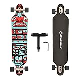 WIN.MAX Longboard Skateboard, 7-lagigem Ahornholz Cruiser komplettes Board, mit ABEC-11...