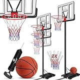 KESSER® Basketballkorb Premium Ständer Rollen Inkl. Basketball, 2x Netz +...