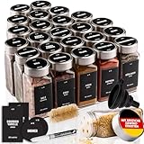 Deco haus® Gewürzgläser eckig luftdicht 24er Set [inkl. Etiketten & Streueinsatz] -...