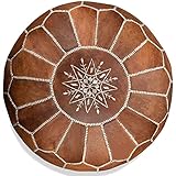 ALMADIH Leder Sitzkissen Pouf Camel braun ohne Füllung - Sitzsack Ottoman...