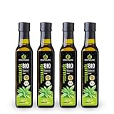 Kräuterland Bio Hanföl - Hanfsamenöl 1 Liter (4x250ml), 100% rein, kaltgepresst - hoher...