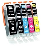 Supply Guy 5 Druckerpatronen mit Chip kompatibel mit Canon PGI-550 CLI-551 für...