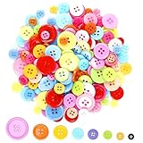 Canollo 100 Stück Bunte Knöpfe, Kinder Harz Bastelknöpfe, Rund Bunte Knöpfe...