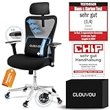 CLOUVOU CleverSeat Bürostuhl Ergonomisch | Schreibtischstuhl [4D Chrom-Metallarmlehne,...