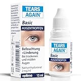 TEARS AGAIN 15ml Basic Augentropfen gegen trockene und müde Augen, Hyaluron...