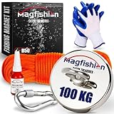 Magfishion - Magnetfischen Set – 100 kg - Ø50mm - Neodym Magnet - Perfekt zum Magnet...