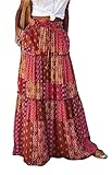 Byoauo Damen Maxirock Sommer Lang Hohe Taille Freizeit Casual mit Taschen...