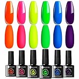 UR SUGAR UV Nagellack Neon 6 Farben Blau Rot Gelb, Shellac Set Gelnägel Set UV...