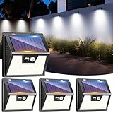 LOTMOS 4 Stück Solarlampen für Außen mit Bewegungsmelder, 176 Superhelle LED...