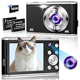 Digitalkamera, 4K Dual Kamera Autofokus tragbare Kompaktkamera mit 32G SD Karte,...