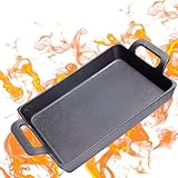 Bestargot Gusseisenpfanne Induktion Grillpfanne 24 x 17 cm, Cast Iron Pan mit...