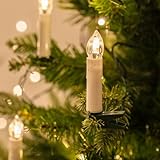 Lights4fun 50er LED Weihnachtsbaum Lichterkette Kerzenlichterkette creme Innen 15,7m