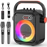 JYX Karaoke Maschine mit 2 kabellose Mikrofones, Tragbaren Bluetooth Lautsprecher mit...