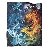 KQGEBSZ Fire Drache Ice Drache Night Drache Decke,50x60inch(127x152cm) Sofadecke,Tier...