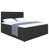 MEBLINI Boxspringbett mit Bettkasten - Gepolstert Doppelbett mit Matratze und Topper -...