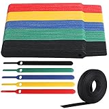 VoJoPi Klett Kabelbinder, 100 Stück Wiederverschließbar Kabel Klettband Klettbandrolle...