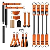 Pilates-Stangen-Set mit Widerstandsbändern, Ganzkörper-Trainingsgerät, Kniebeugen,...