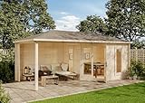 Alpholz 5-Eck Gartenhaus Liwa aus Massiv-Holz, Gerätehaus mit 28 mm...