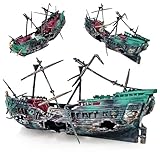 Nizirioo Aquarium Schiffswrack Dekorationen, Aquarium Dekoration Piratenschiff -Air...
